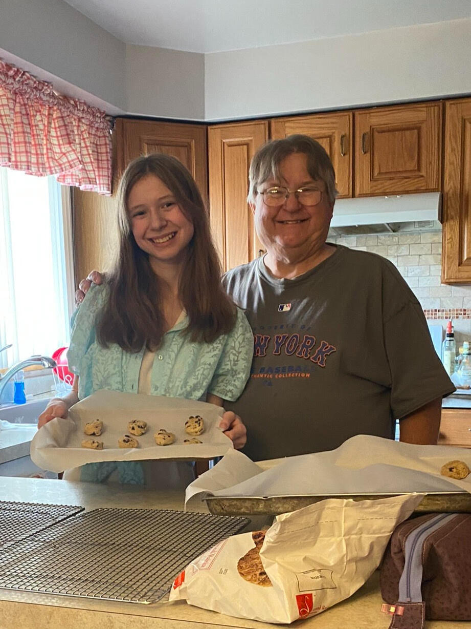 Araya and her grandfather baking delicious chocolate chip cookies together!